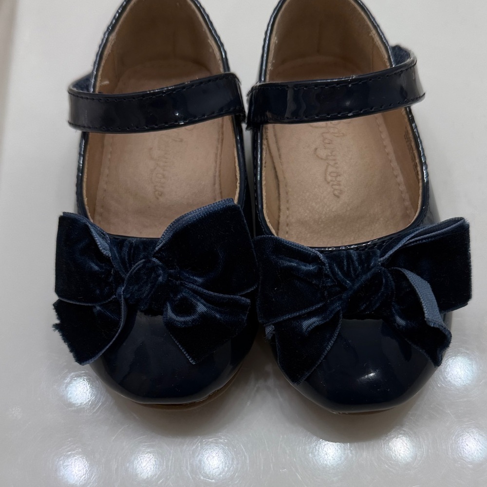 Navy Blue Kids Shoes with Bow
